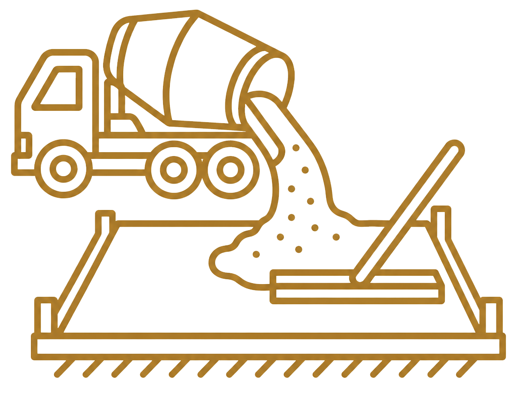 Concrete pouring and leveling icon for driveway installation process