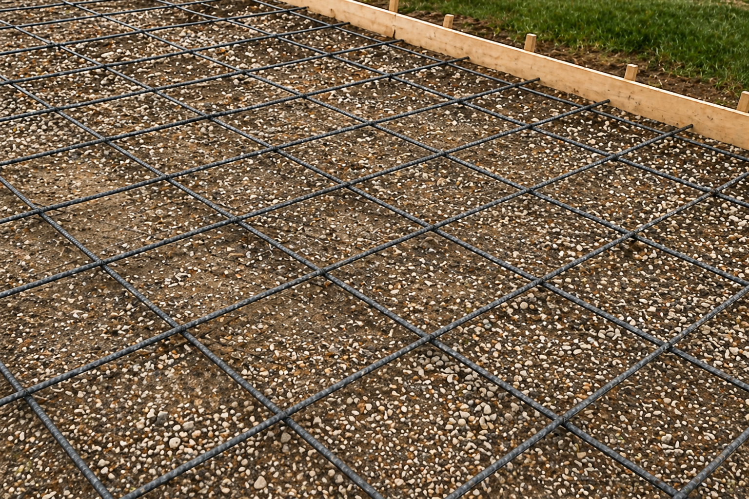 Reinforced concrete base with rebar grid for driveway installation in Rohnert Park CA