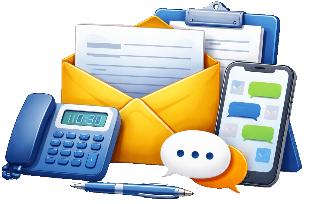 Communication tools including phone, email, and messaging representing reliable communication for construction services in Sonoma County and the Bay Area
