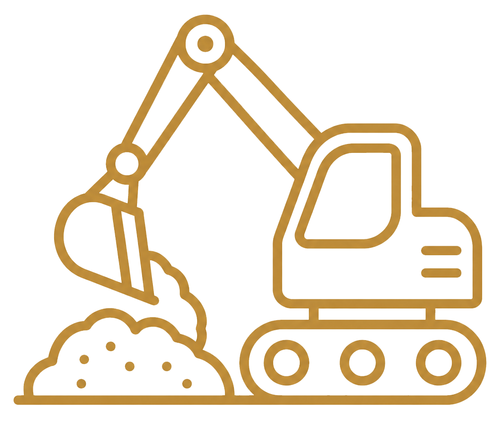 Site preparation and excavation icon for concrete driveway installation